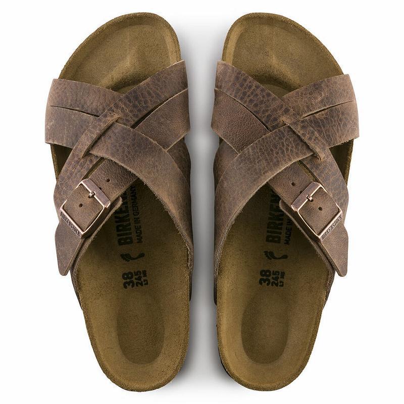 Birkenstock Lugano Oiled Læder Sandaler Herre Brune | DK 222NWY